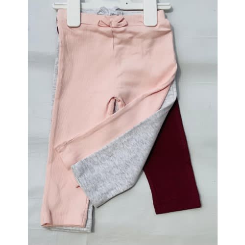 Girls Plain Trouser - 3 Pieces  - Multicolor