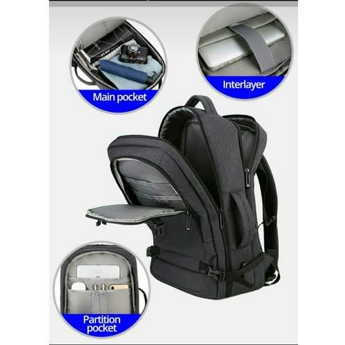 17" Waterproof Large Capacity Laptop Backpack - Black