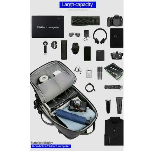 17" Waterproof Large Capacity Laptop Backpack - Black