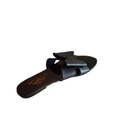 Leather Black Slippers