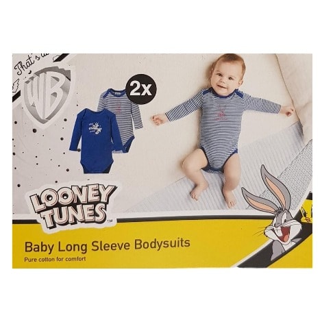 Looney Tunes Soft Cotton Long Sleeve Bodysuits - Set Of 2