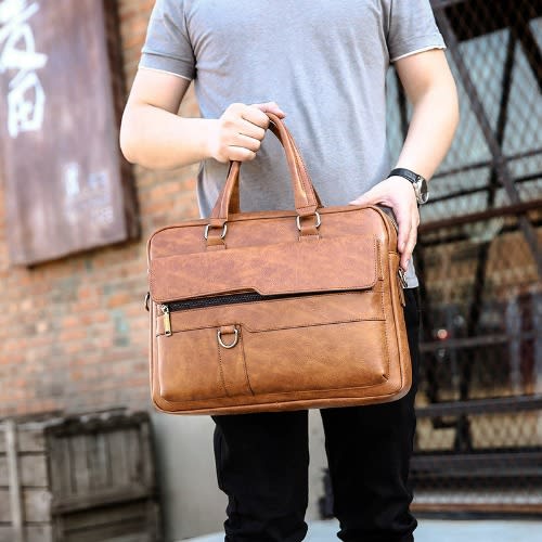 Executive Men's Leather Business Bag - Brown