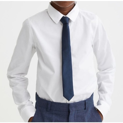 Kid's Formal Shirt With Matching Tie - White
