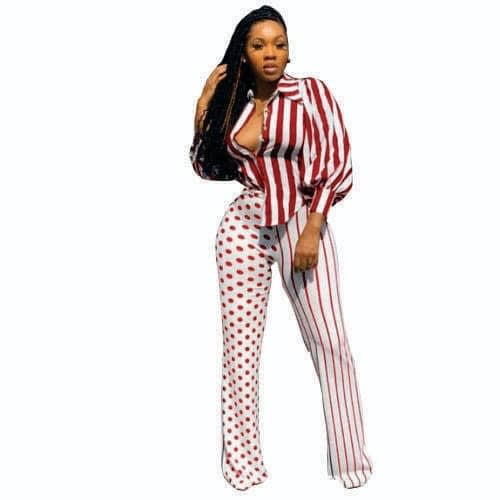 Ladies Patterned Shirt And Trouser