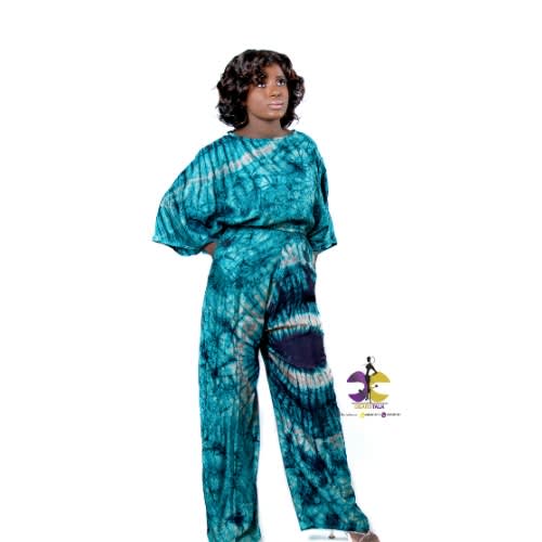 Classy Adire Silk 2-Piece Set - Bubu Top & Trouser