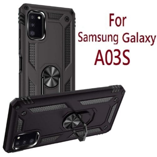 Armor Case Pouch With Magnetic Ring Holder For Samsung Galaxy A03s - Black