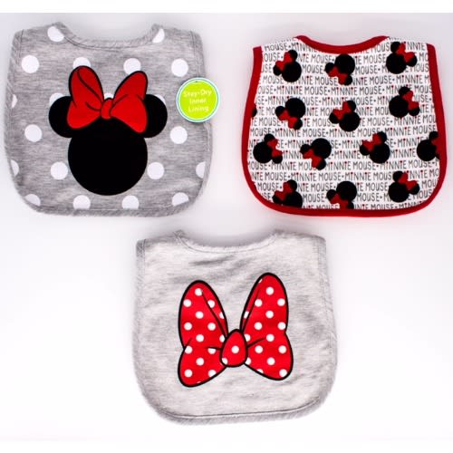 Disney Minnie Mouse Stay Dry Soak Free Baby Girl Feeding Bibs – 3 Pk