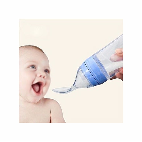 Portable Silicone Baby Feeding Bottle with Spoon