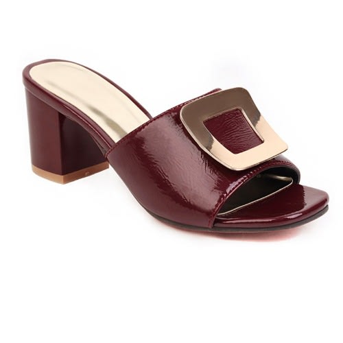Mid Heel Slipper-Wine