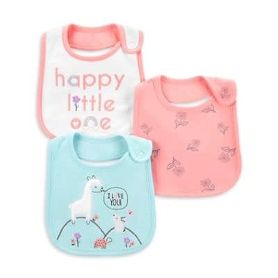 Baby Girl Cotton Drool Bibs - 3 Pieces