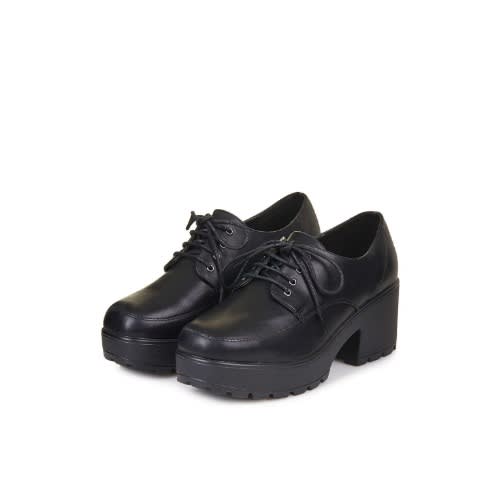 Flint Lace Up Leather Shoe - Black