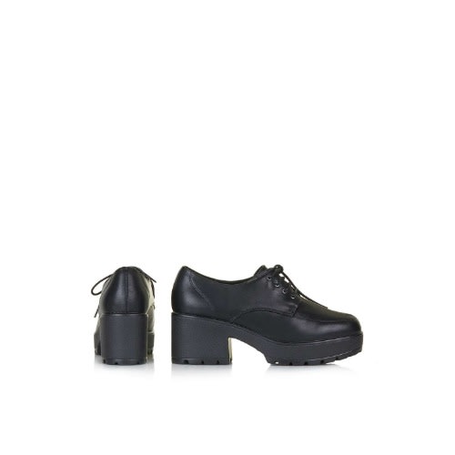 Flint Lace Up Leather Shoe - Black