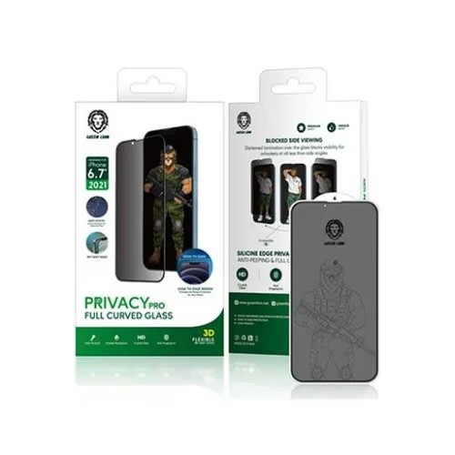 Green 3D Silicone Privacy Glass Screen Protector For iPhone 13 Pro Max- 6.7