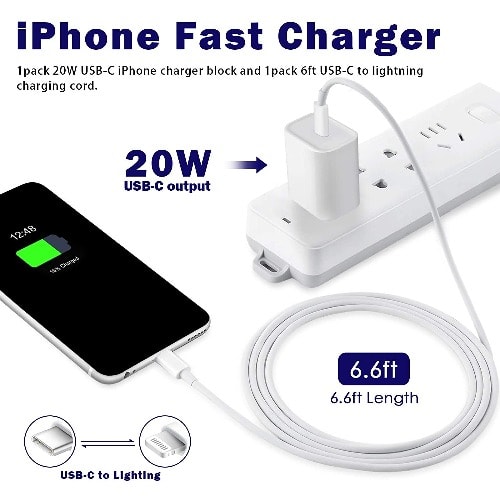 USB C Fast Charger - 20w PC To Lightning Cable Type C