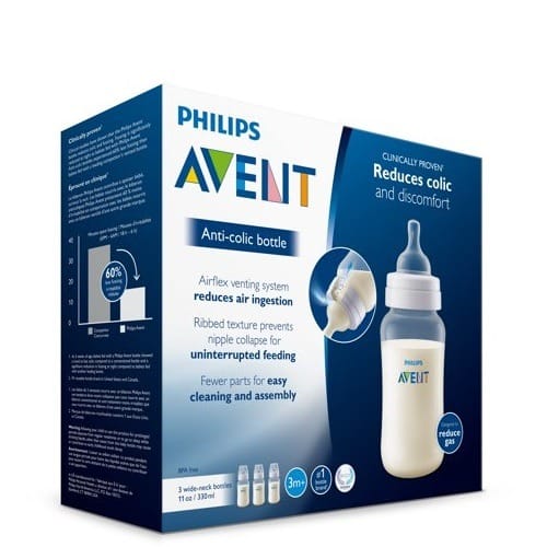 Anti-colic Baby Feeding Bottle With Airfree Vent Gift Set - 11oz - 3 Pack