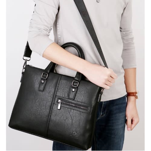 Leather Office Handbag - Men"s Laptop And Seminar Strap Shoulder Bag