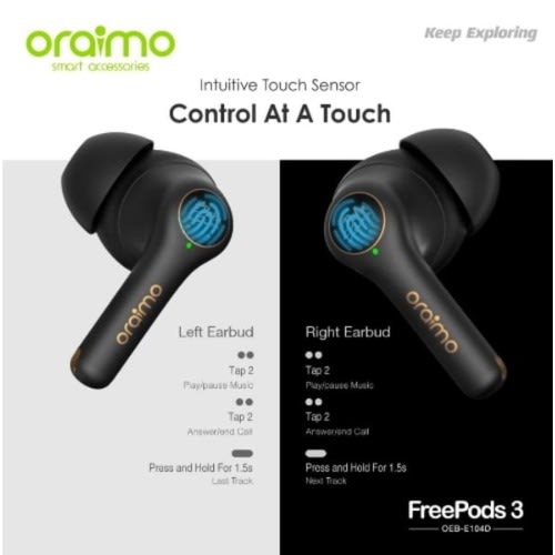 Oraimo Freepods 3 - 2baba Tuned True Wireless Stereo Earbuds With Free Case