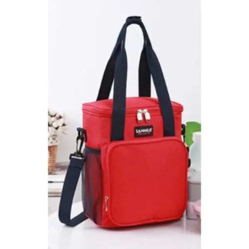 Sannea - Insulated Lunch Bag With Side Pockets - Red