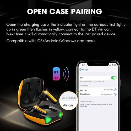 Air-car  Bt Gaming Earbuds 0.04ms Low Latency With Microphone