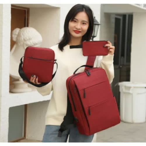 Waterproof Multipurpose 3 In 1 USB Laptop Backpack - 15-inches - Red