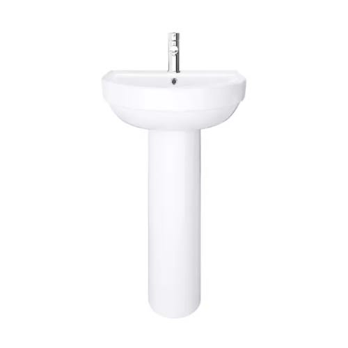 Wash Hand Basin With Floor Pedestal & Mixer Tap