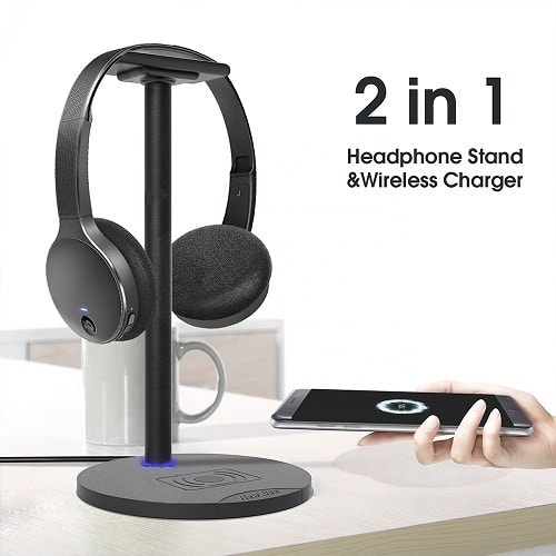 2 In 1 Wireless Headphone Stand & Wireless Charging Pad For Smartphones