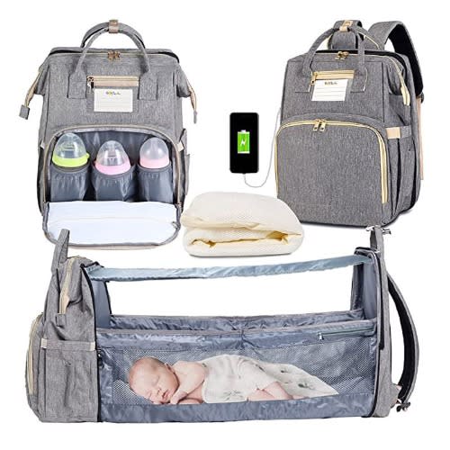 Expandable Diaper Baby Bag - Grey