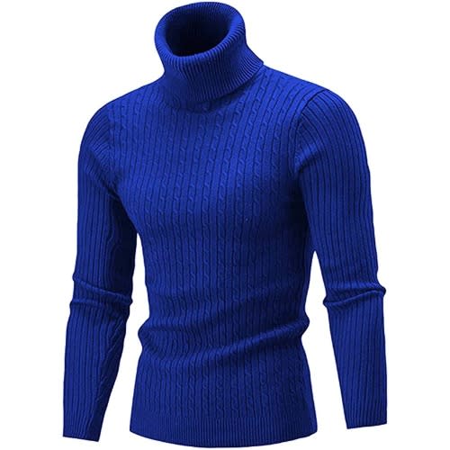 Ladies Long Sleeve Turtleneck T-shirt - Blue