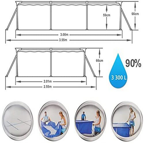 9ft 10” X 6ft By 26''  Steel Pro Rectangular Pool Set With Filter Pump