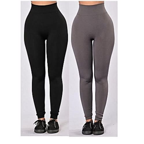 High Waist Slimming Leggings - 2 In 1 - Black & Grey
