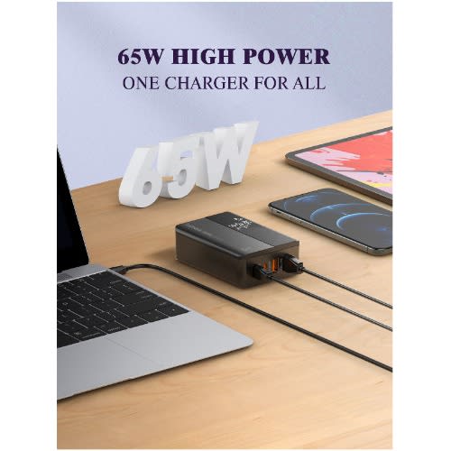 65w  Charger For Notebook And Mobile Phone With 2usb-c Ports + 2 Usb-a Ports