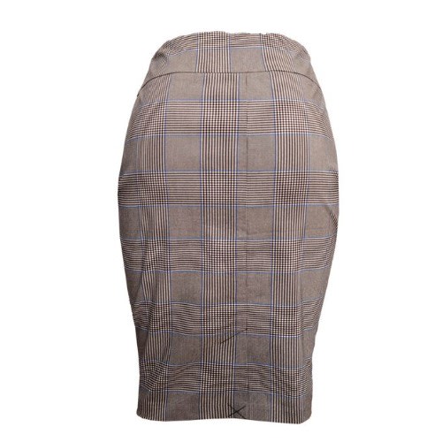 Chain Detail Check Pencil Skirt- Blue Highlights