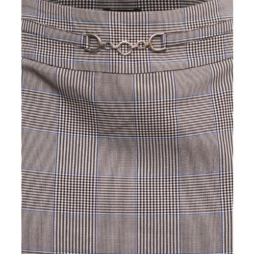 Chain Detail Check Pencil Skirt- Blue Highlights