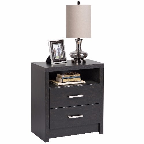 Washed Black Hudson Tall 2-drawer Nightstand- Black