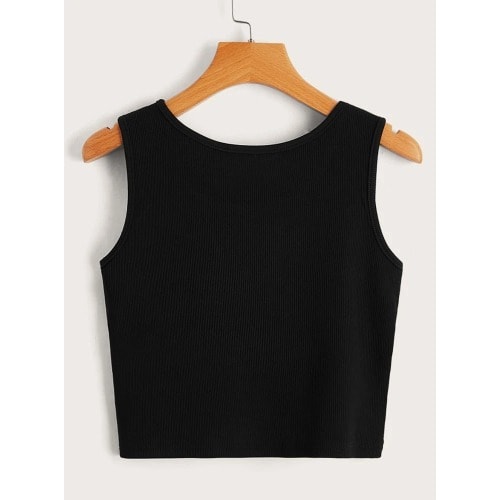 Crop Top And Biker Short Set - Black - 2 Pcs