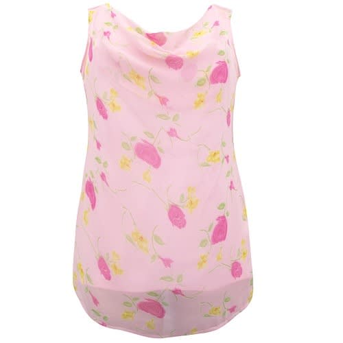 2-piece Rose Print Chiffon Blouse & Skirt Co-ord Set - Plus Size
