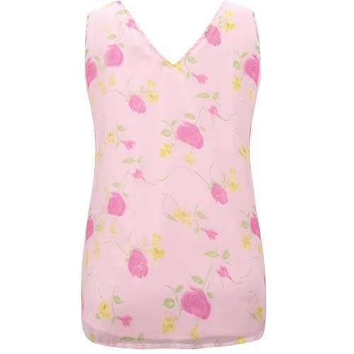 2-piece Rose Print Chiffon Blouse & Skirt Co-ord Set - Plus Size