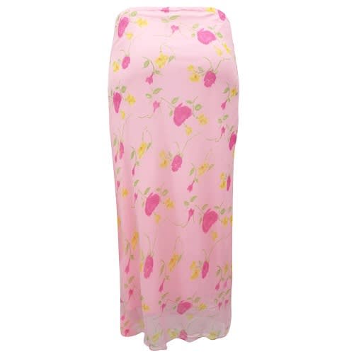 2-piece Rose Print Chiffon Blouse & Skirt Co-ord Set - Plus Size