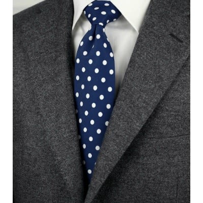 Set Of 2 Men's Dotted Long Ties  - Wine & Navy Blue