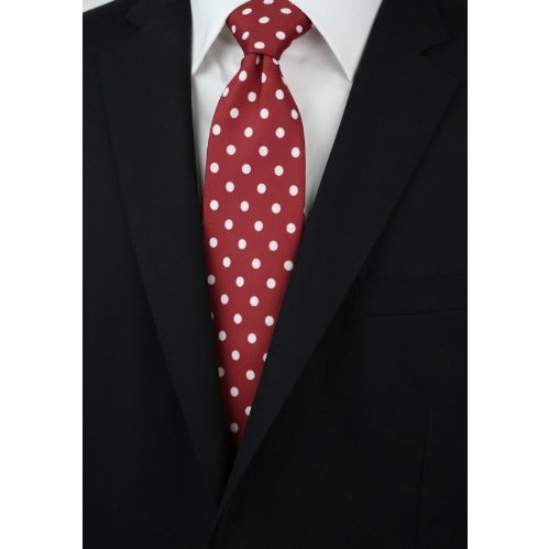 Set Of 2 Men's Dotted Long Ties  - Wine & Navy Blue