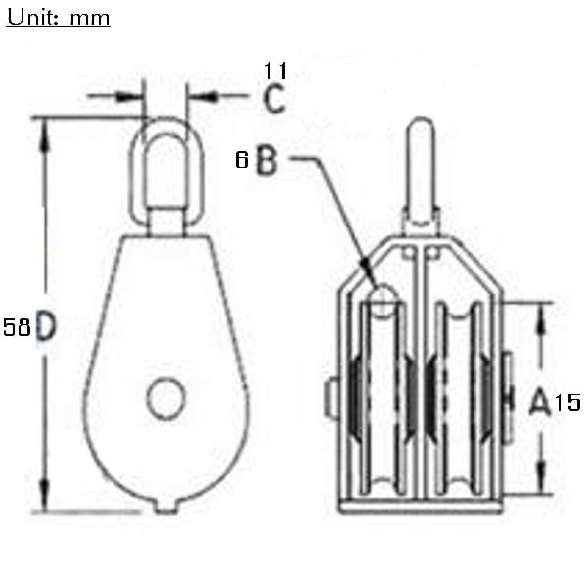 Steel M15 Double Pulley Block For Heavy Duty Wire Rope Chain Traction Wheel