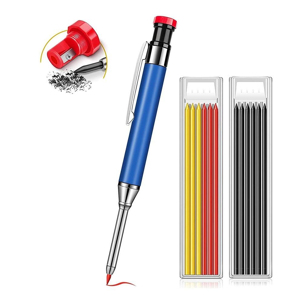 Mechanical Carpenter Pencils Construction Pencils Heavy Duty with Built-In Sharpener for Woodworking Marking Tool Blue