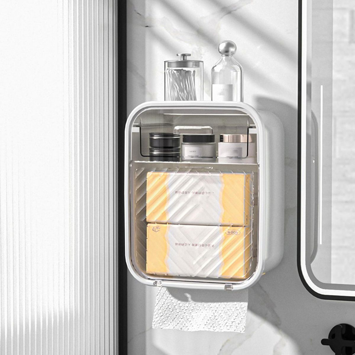 Tissue Box Towel Napkin Storage Box Cosmetics Holder White
