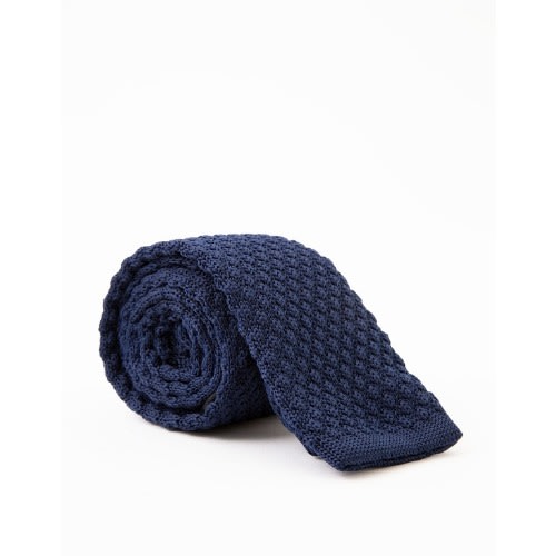 Men's Knitted Long Tie  - Navy Blue