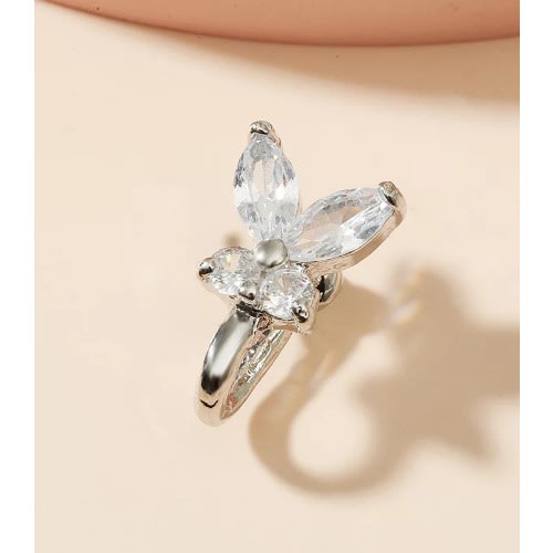 Trinique - Butterfly Nose Cuff - Fake Piercing For Women - Silver
