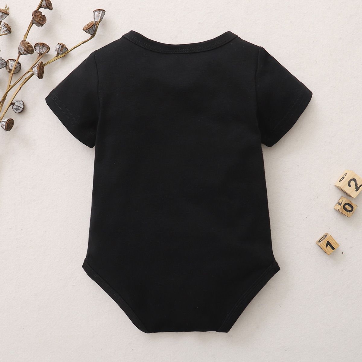 Baby Boys Basic Style Short Sleeves Black Bodysuit