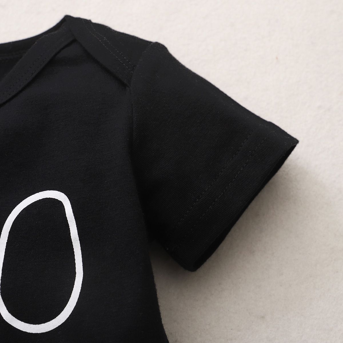 Baby Boys Basic Style Short Sleeves Black Bodysuit