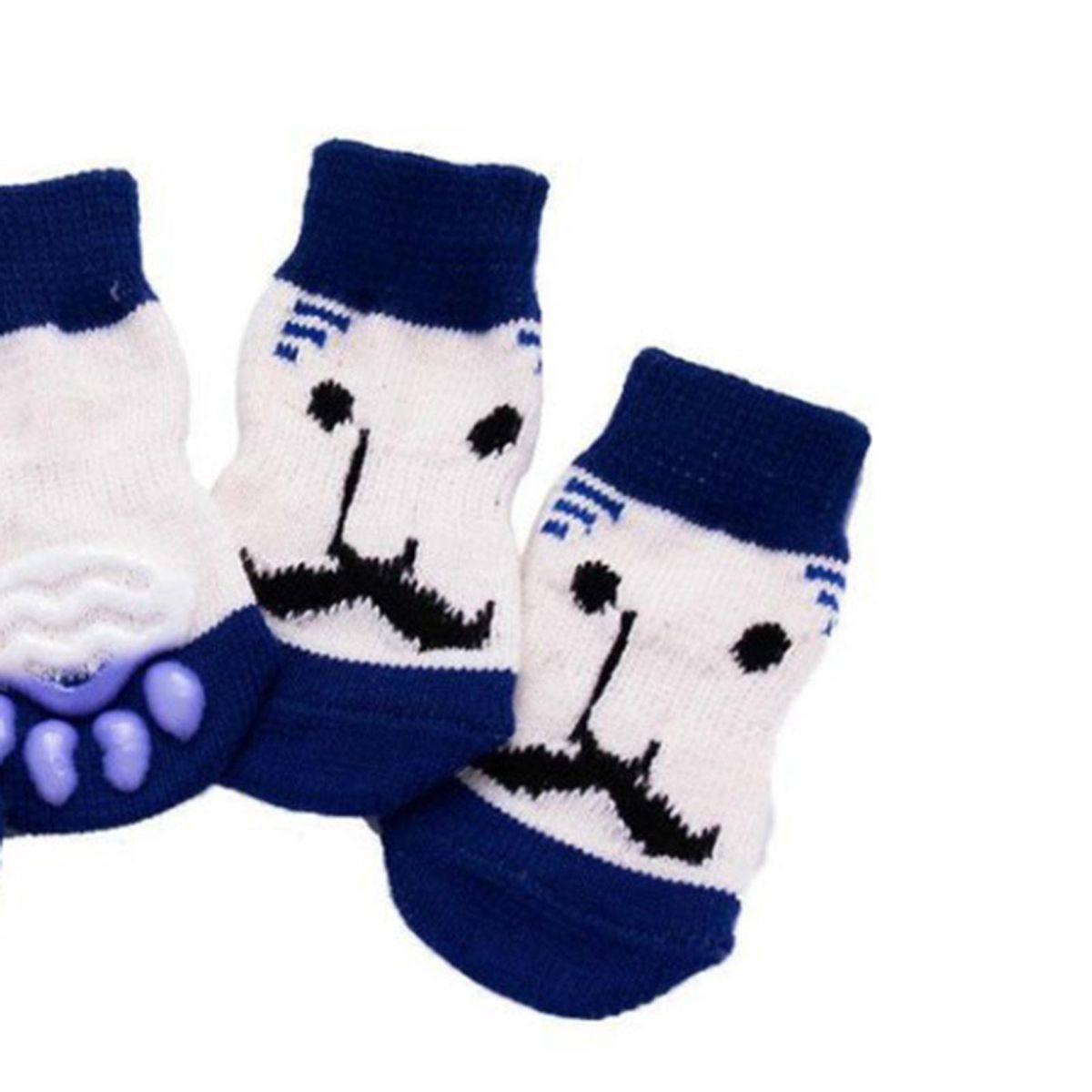 4pcs/set Pet Dog Non-slip Socks Pet Paws Cover Protector M Blue Beard