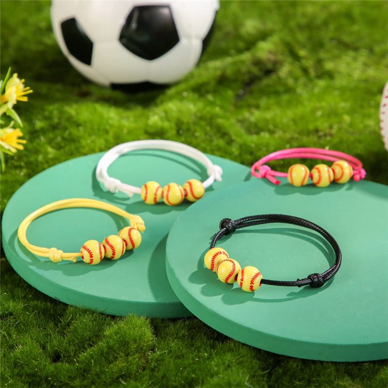 20Pcs Softball Bracelet Party Favors Softball Beads Friendship Bracelets Adjustable Beaded Bracelet Softball Gifts