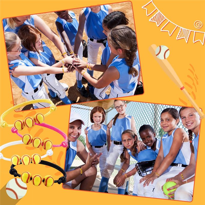 20Pcs Softball Bracelet Party Favors Softball Beads Friendship Bracelets Adjustable Beaded Bracelet Softball Gifts